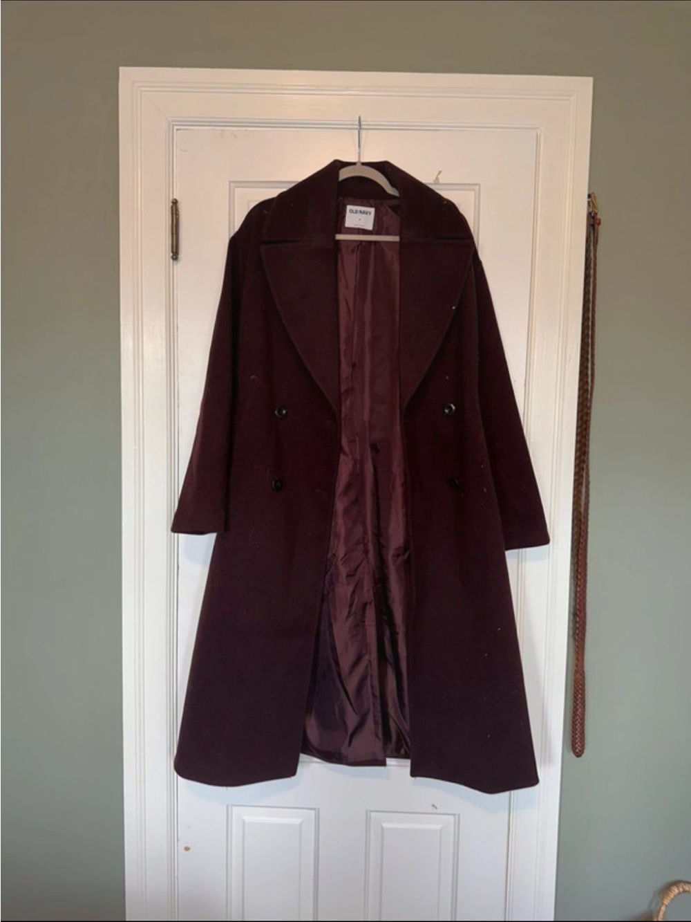 Old Navy Burgundy Plum Double-Breasted Trench Coat